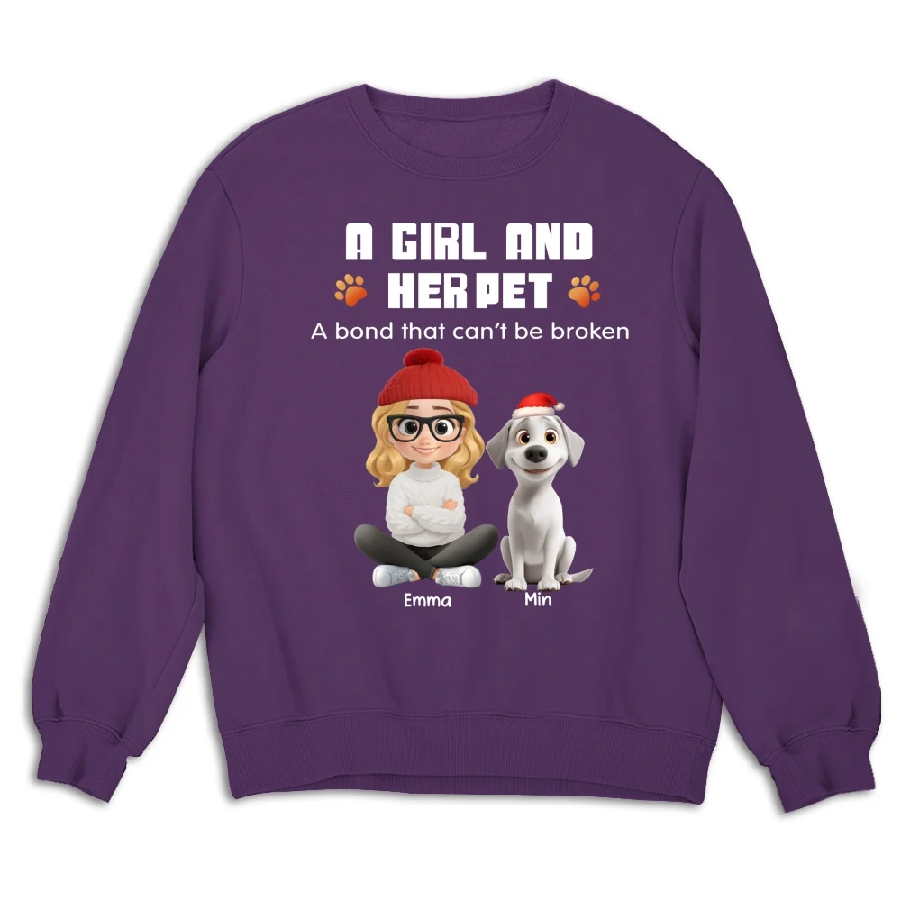 Human And Their Pet Cartoon Christmas - Personalized Custom Sweatshirt - Image 8