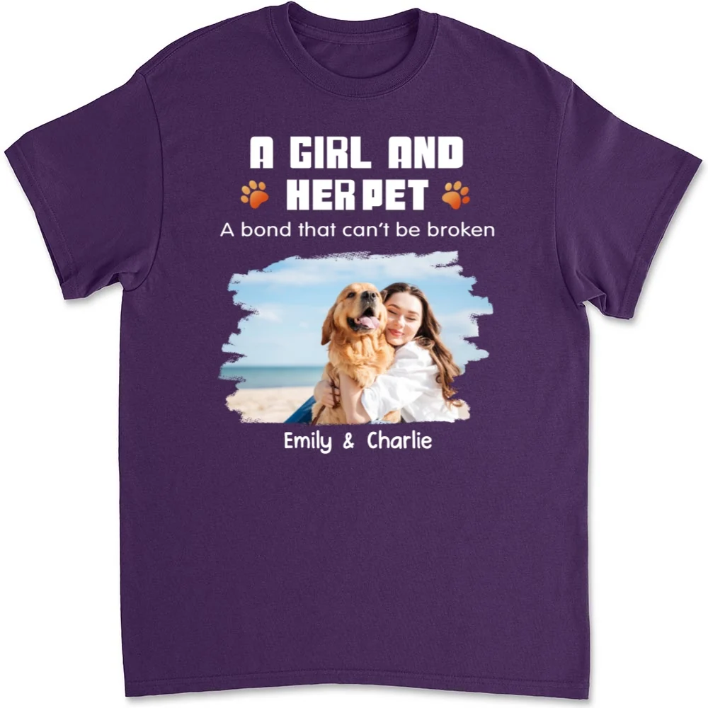 Human And Their Pet Cartoon Christmas Photo - Personalized Custom Unisex T-shirt - Image 6