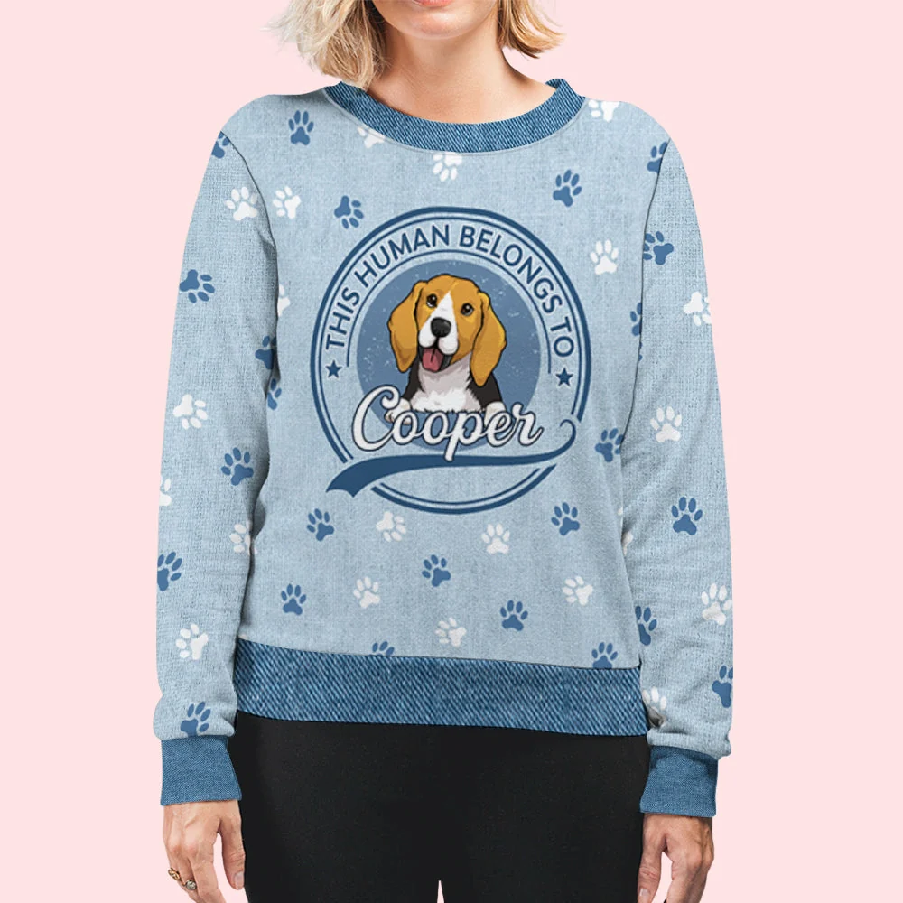 Human Belongs To Dog 2 - Personalized Custom All-Over-Print Sweatshirt - Image 3