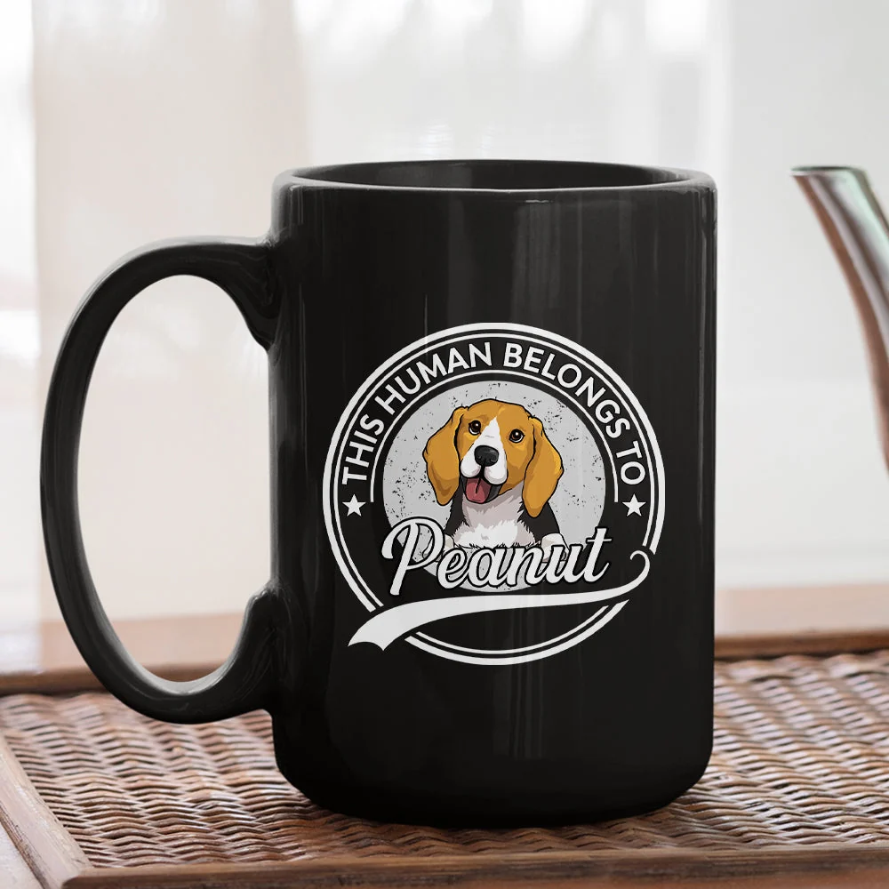 Human Belongs To Dog 2 - Personalized Custom Coffee Mug - Image 5