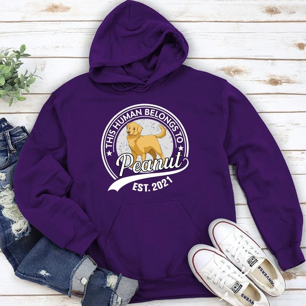 Human Belongs To Dog Cartoon - Personalized Custom Hoodie - Image 4