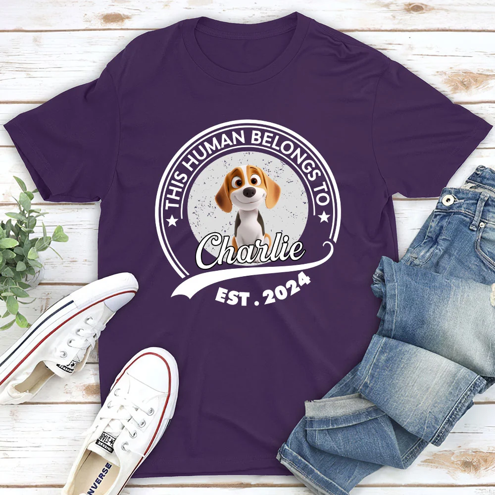 Human Belongs To Dog Cartoon - Personalized Custom Unisex T-shirt - Image 5