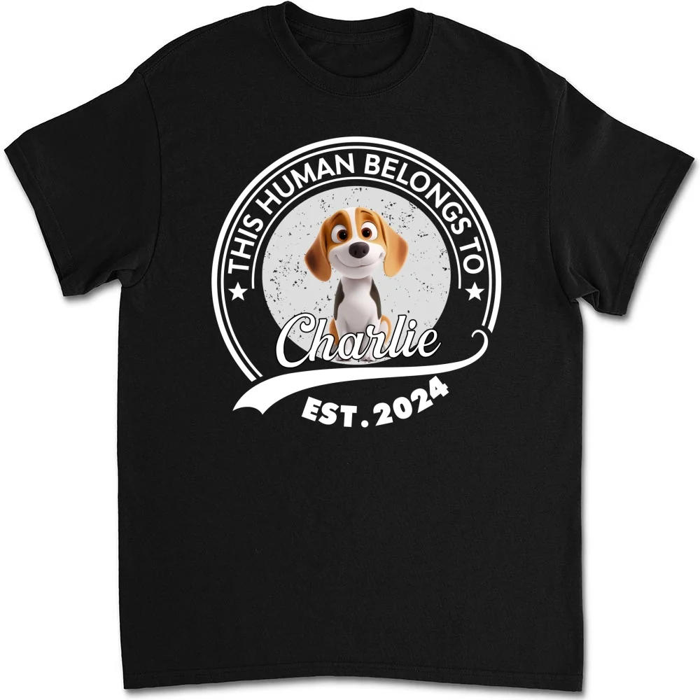 Human Belongs To Dog Cartoon - Personalized Custom Unisex T-shirt - Image 6