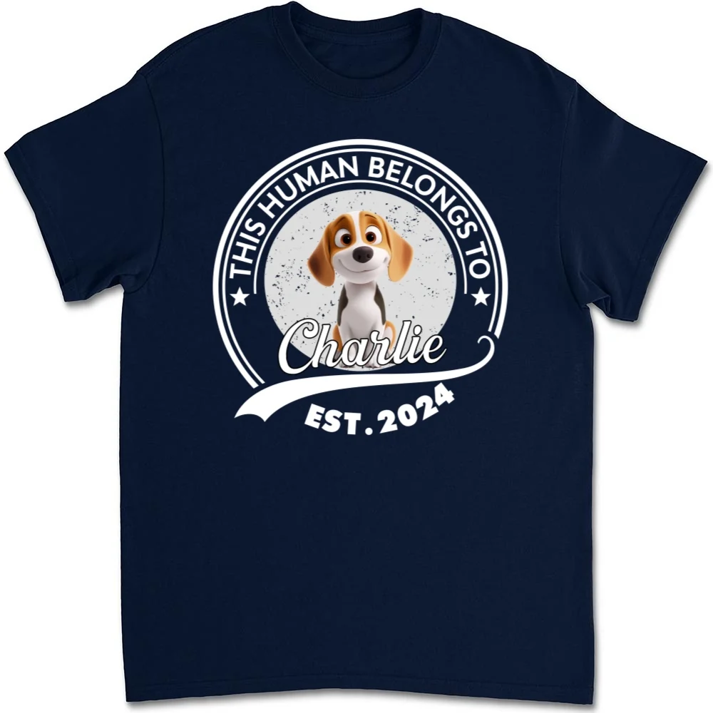 Human Belongs To Dog Cartoon - Personalized Custom Unisex T-shirt - Image 8