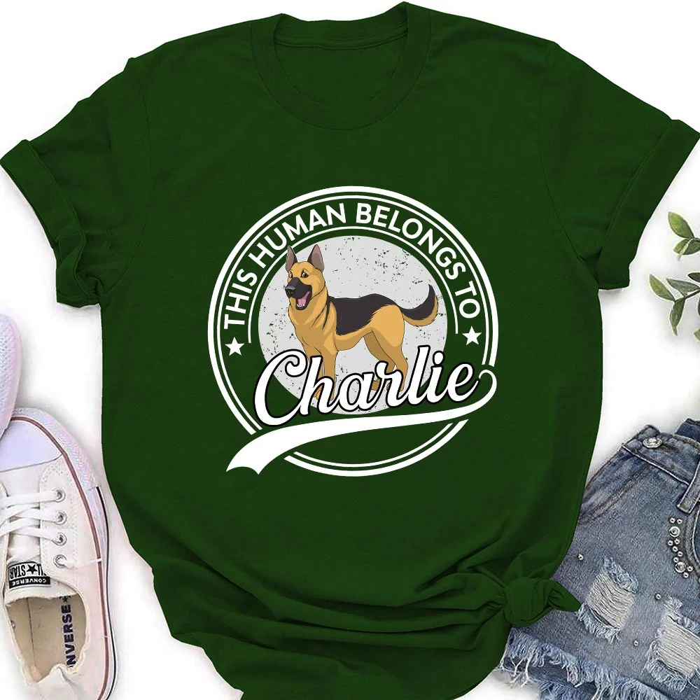 Human Belongs To Dog Cartoon - Personalized Custom Women's T-shirt - Image 4