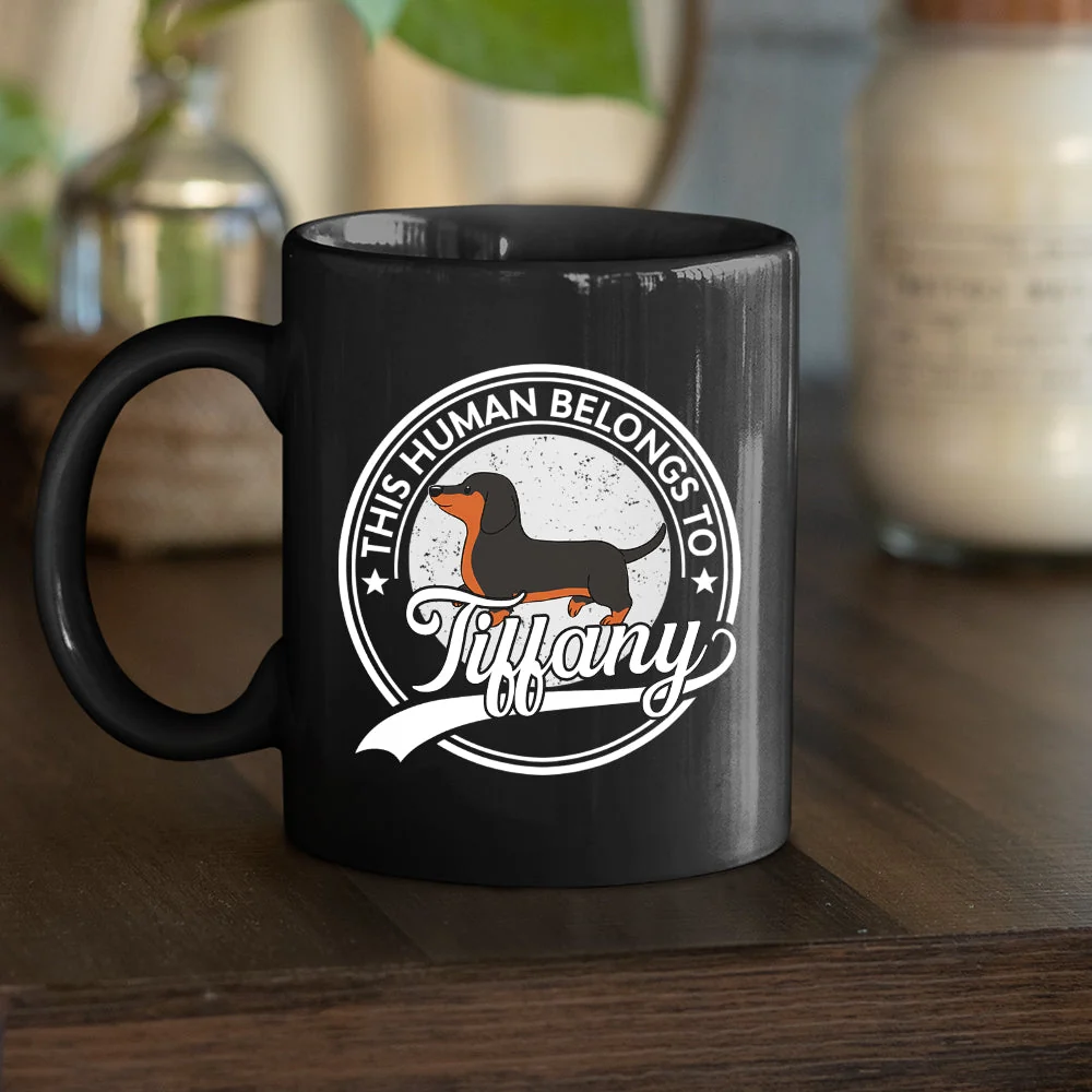 Human Belongs To Dog - Personalized Custom Coffee Mug - Image 3