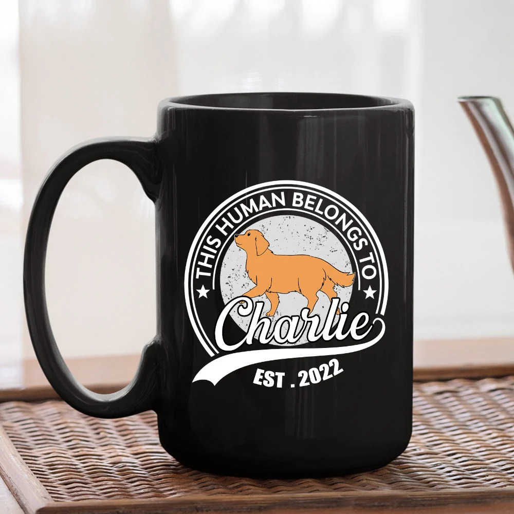Human Belongs To Dog - Personalized Custom Coffee Mug - Image 4