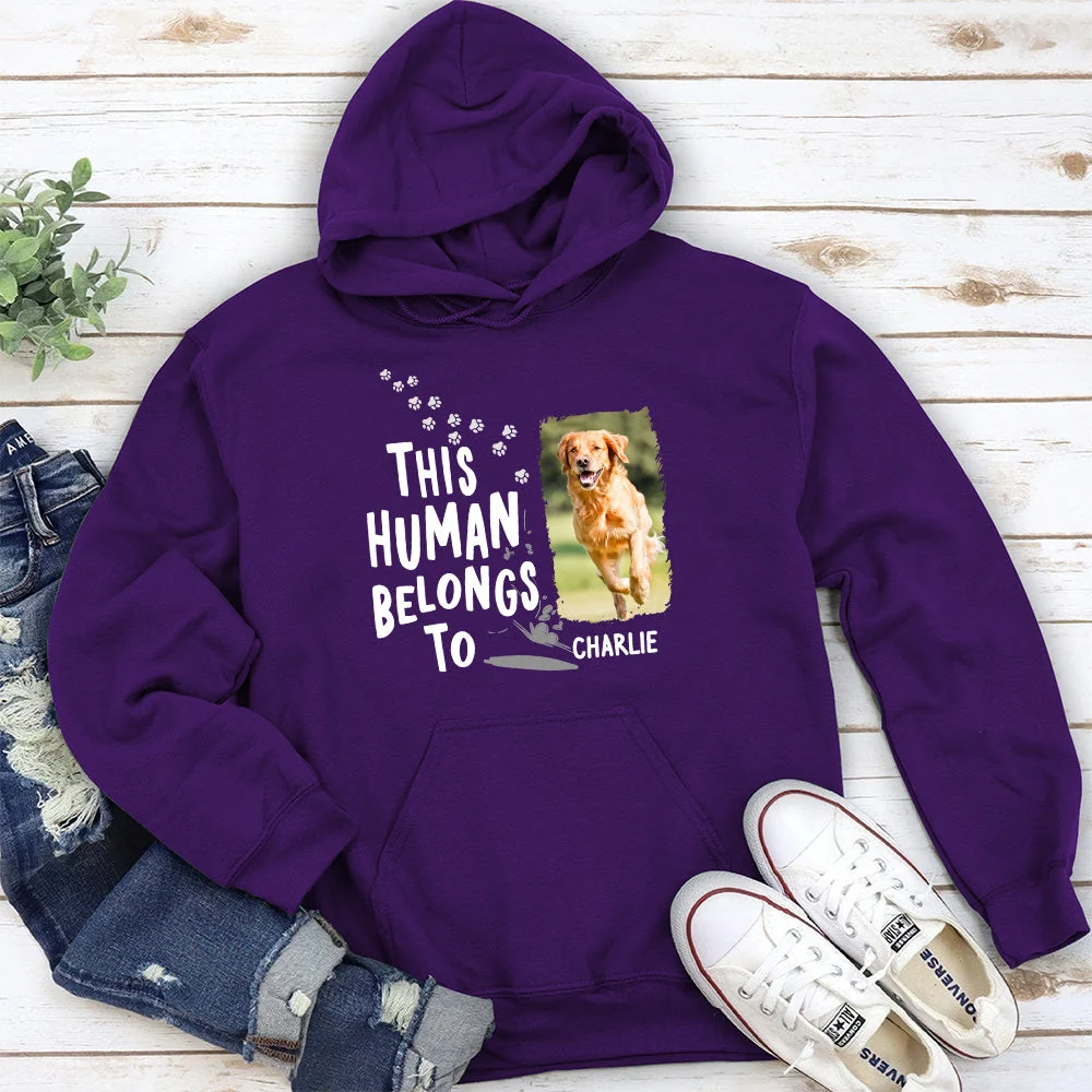 Human Belongs To Dogs - Personalized Custom Hoodie - Image 2