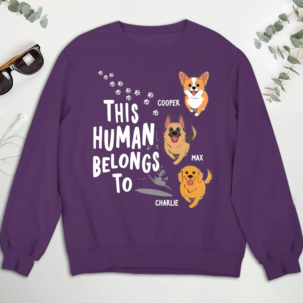 Human Belongs To Dogs - Personalized Custom Sweatshirt - Image 3