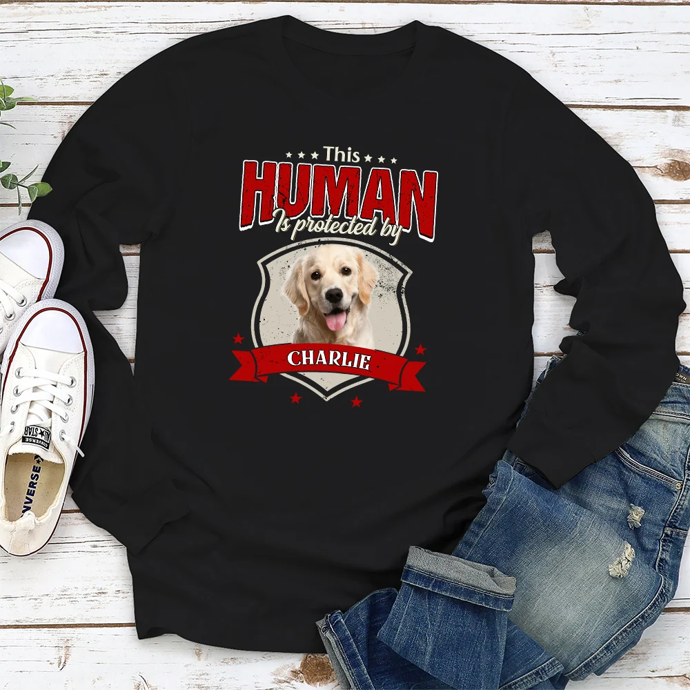 Human Is Protected Photo - Personalized Custom Long Sleeve T-Shirt