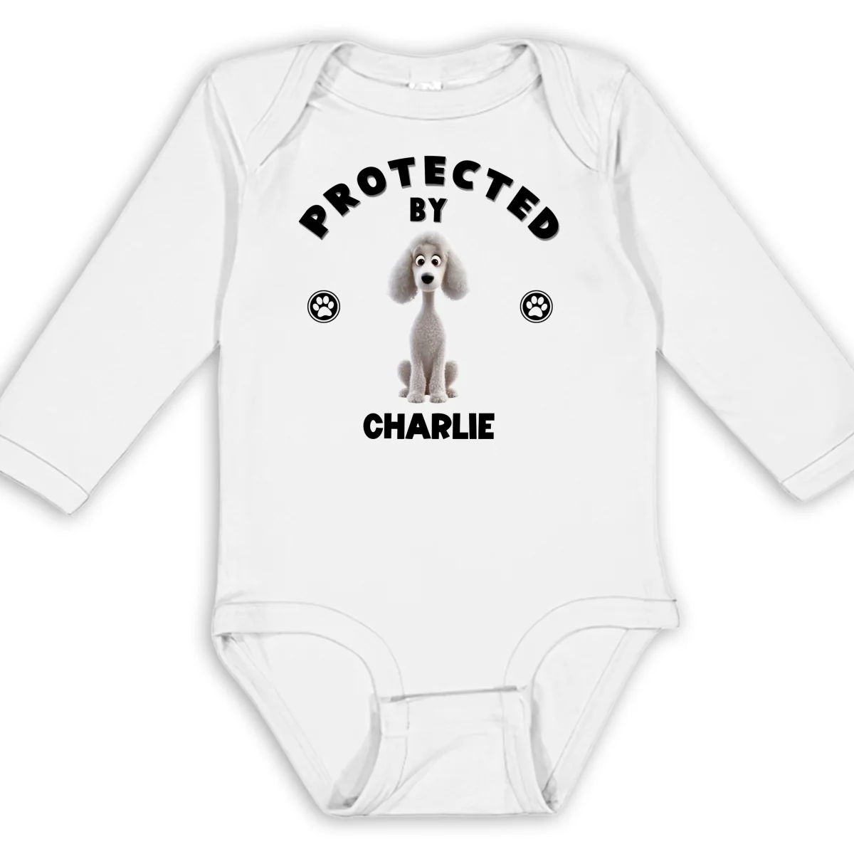 Human Protected By Dogs - Personalized Custom Long Sleeve Baby Onesie - Image 6