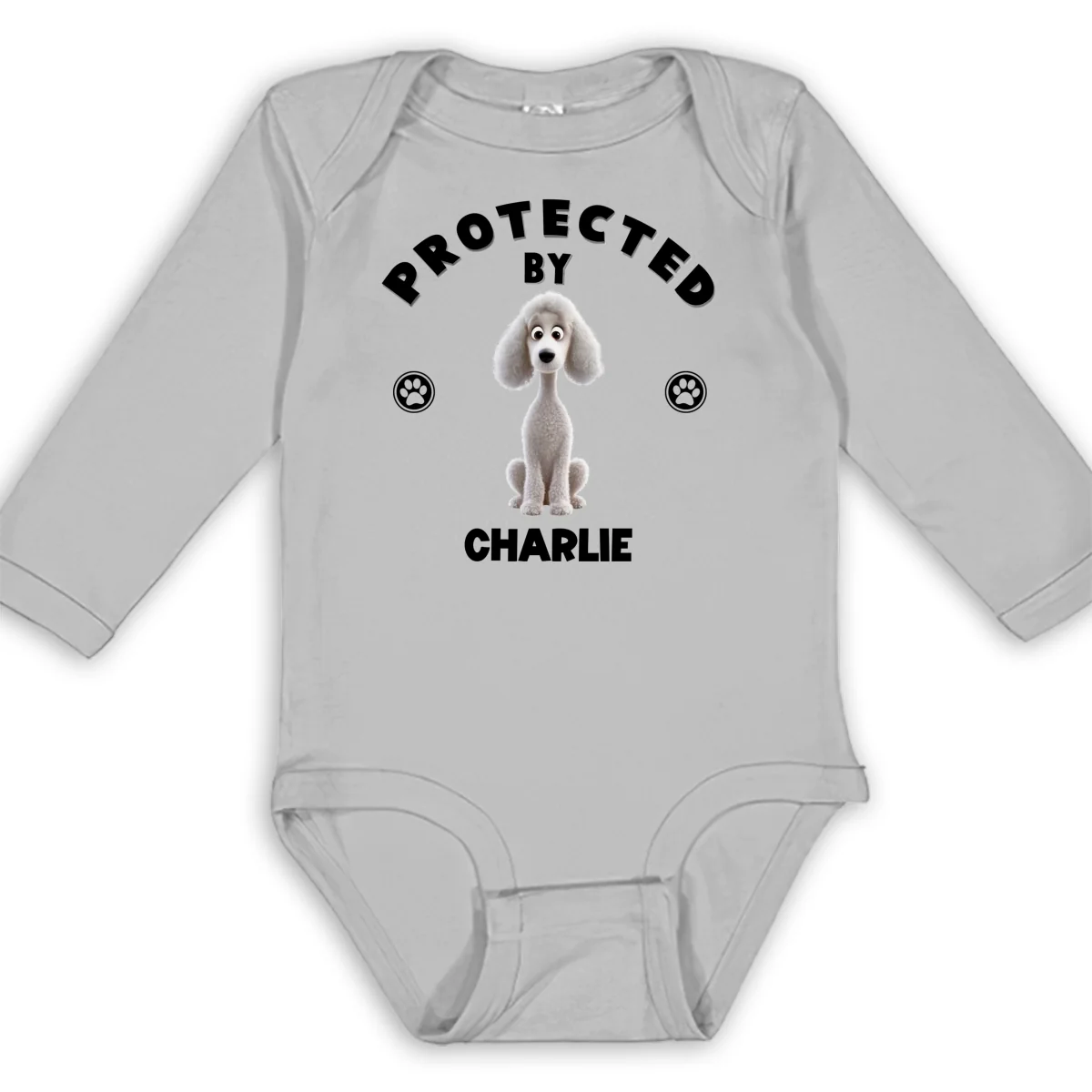Human Protected By Dogs - Personalized Custom Long Sleeve Baby Onesie - Image 7