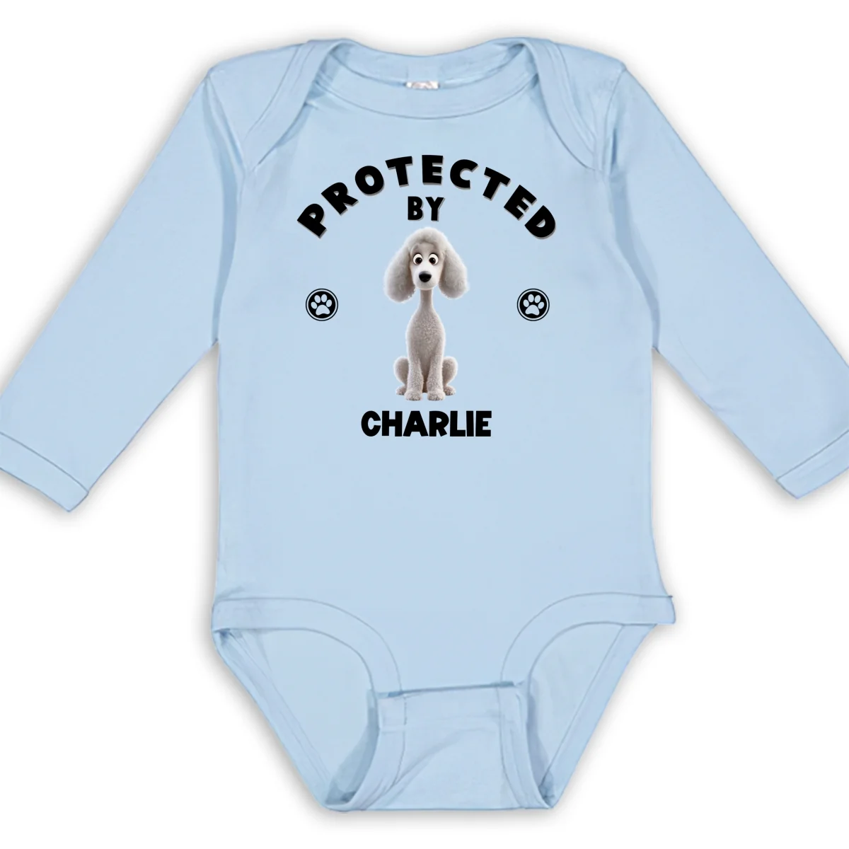 Human Protected By Dogs - Personalized Custom Long Sleeve Baby Onesie - Image 8