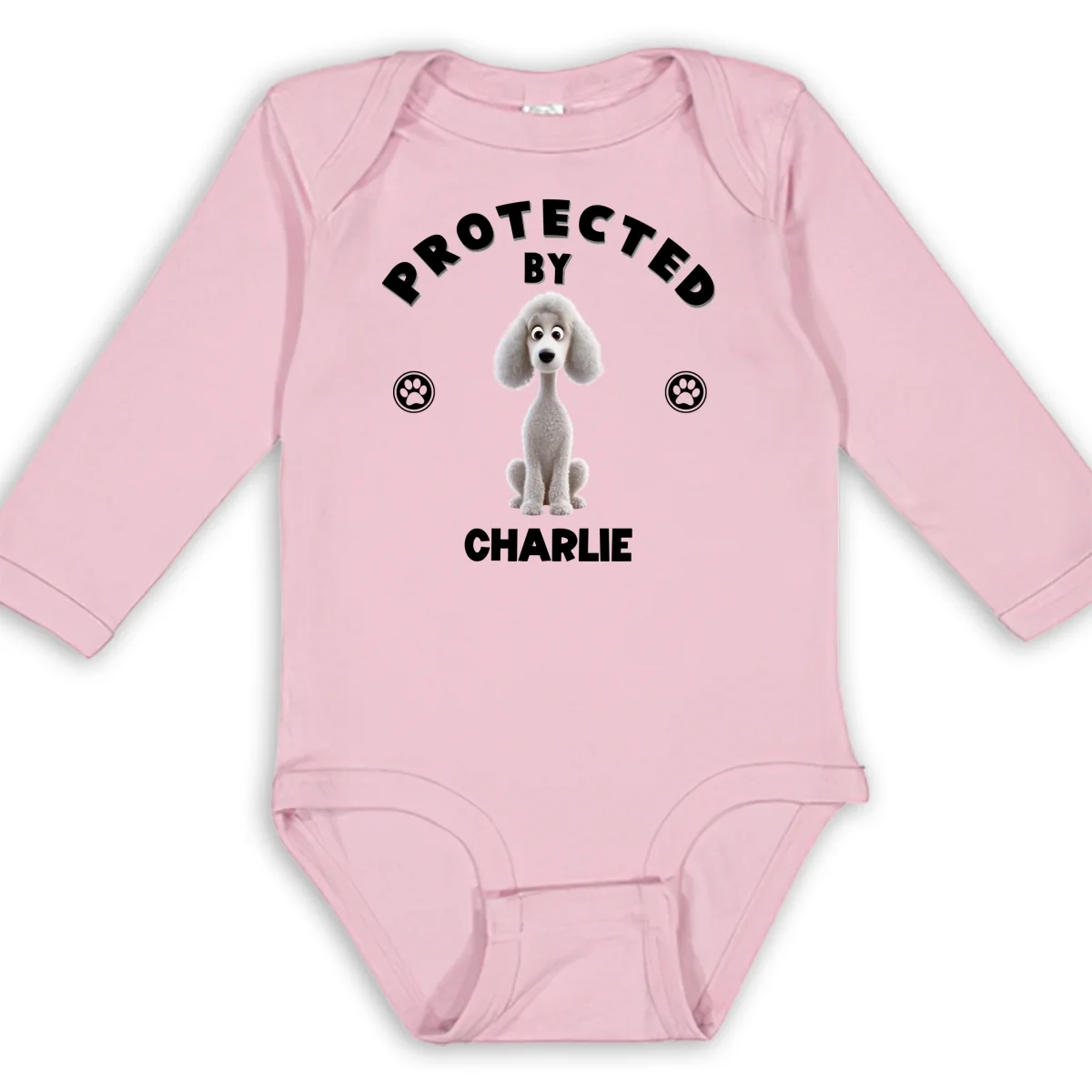 Human Protected By Dogs - Personalized Custom Long Sleeve Baby Onesie - Image 9