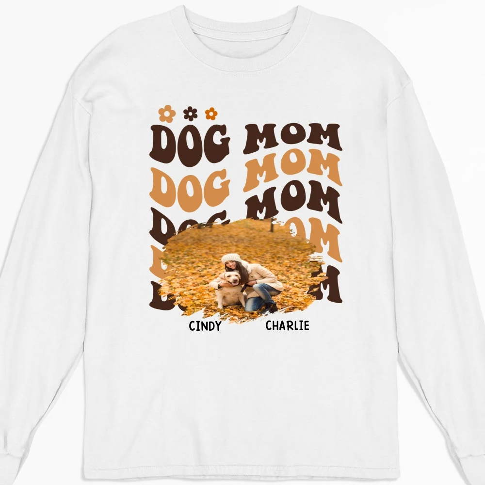 I Am A Dog Mom Photo- Personalized Custom Long Sleeve T-shirt - Image 3