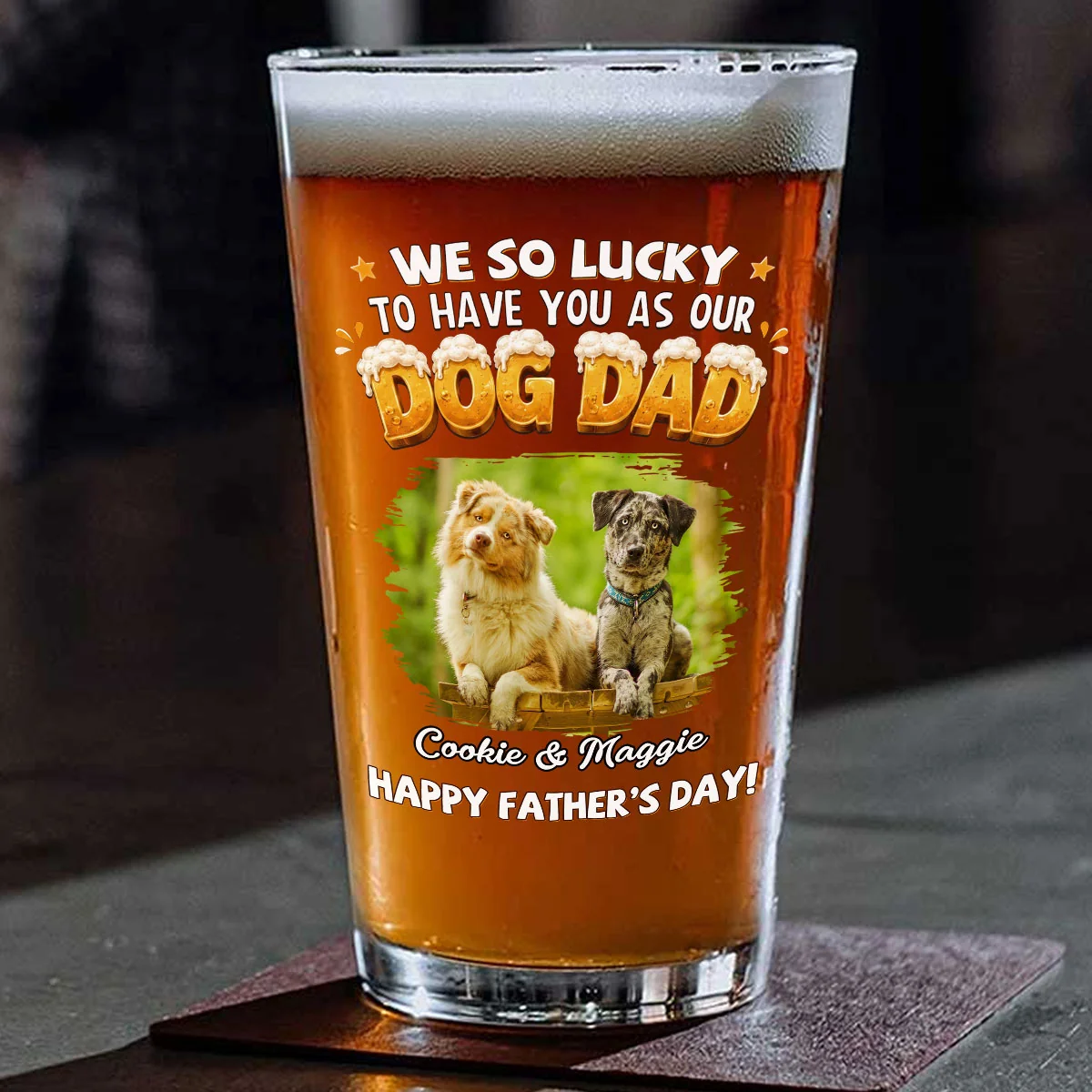 I Am So Lucky Photo - Personalized Custom Beer Glass - Image 2