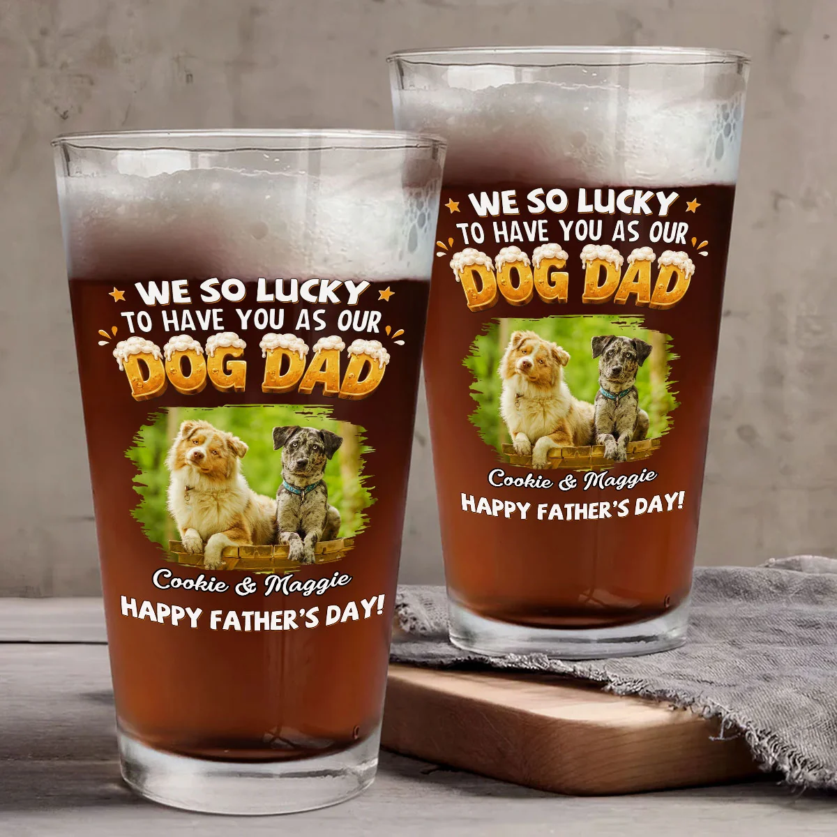 I Am So Lucky Photo - Personalized Custom Beer Glass - Image 4
