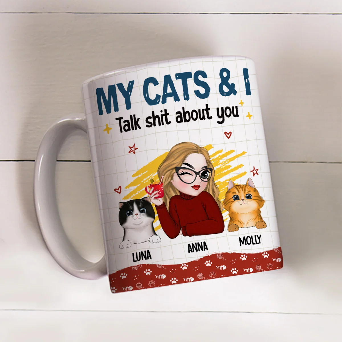 I And My Cats Talk Shit About You - Personalized Custom Coffee Mug - Image 3