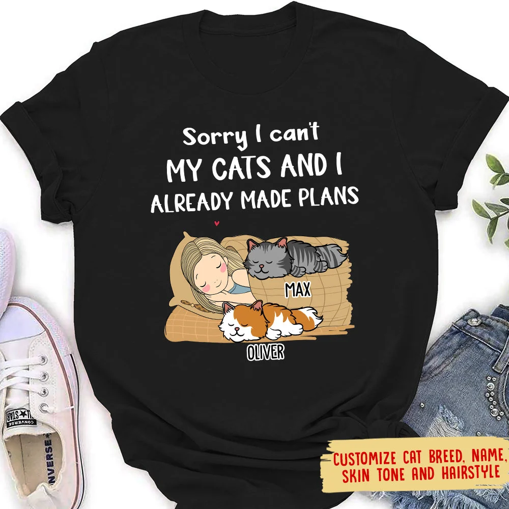 I Have Plans With My Cat - Personalized Custom Women's T-shirt - Image 2