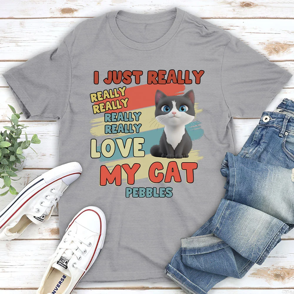 I Just Really Love My Cats Bright Ver - Personalized Custom Unisex T-shirt - Image 4