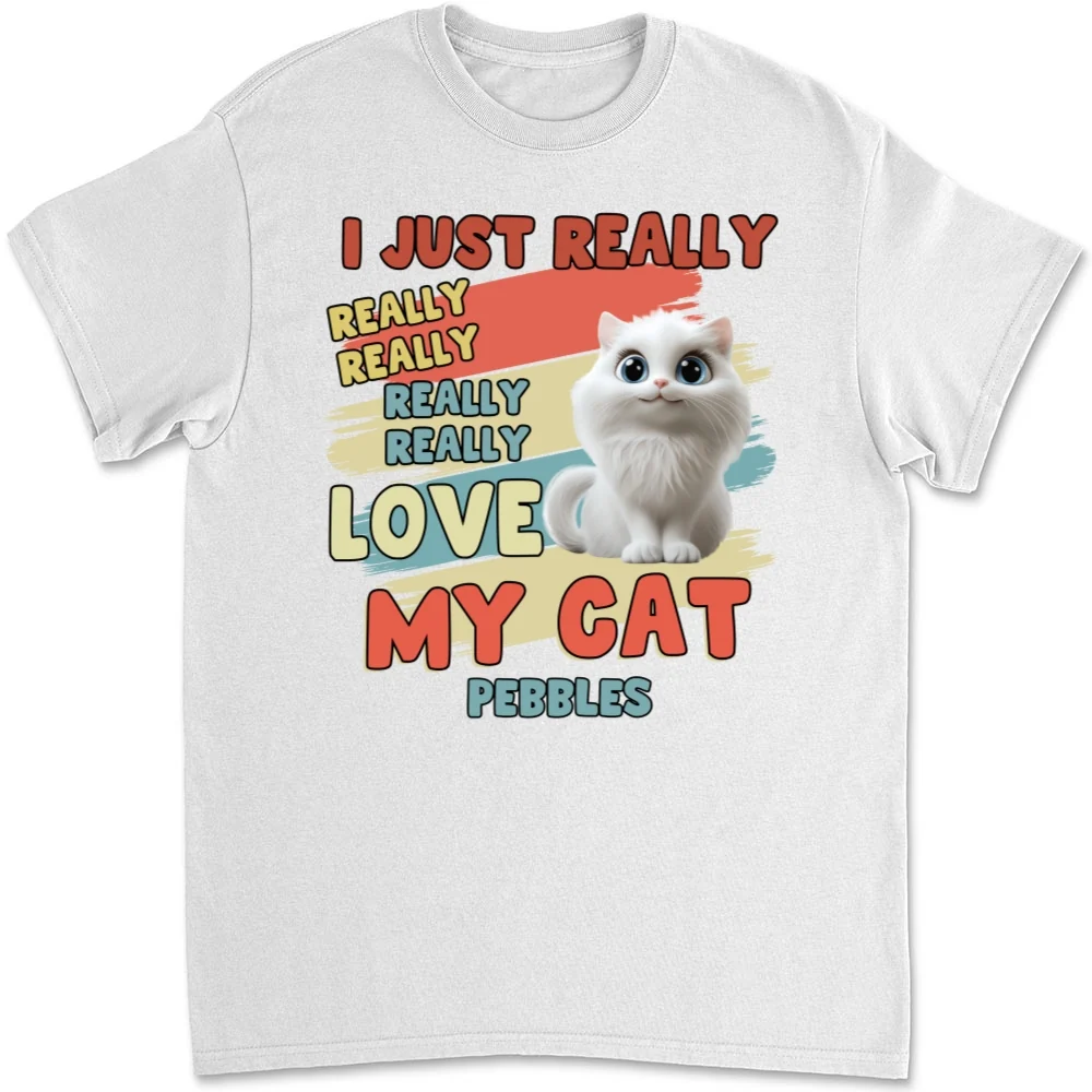 I Just Really Love My Cats Bright Ver - Personalized Custom Unisex T-shirt - Image 5