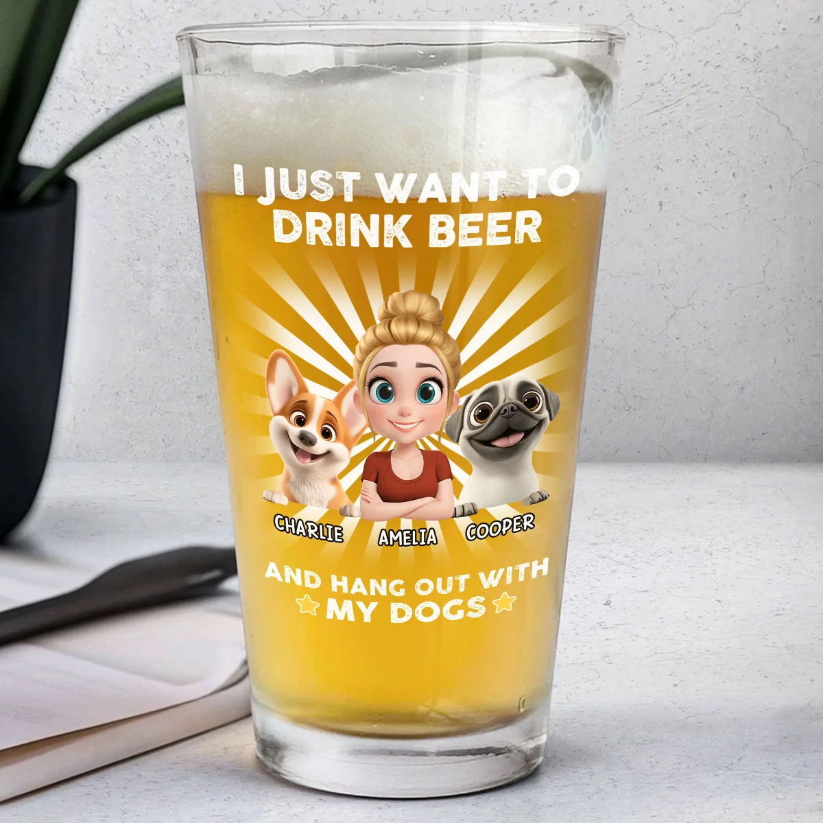 I Just Want To Drink Mom Ver - Personalized Custom Beer Glass - Image 2