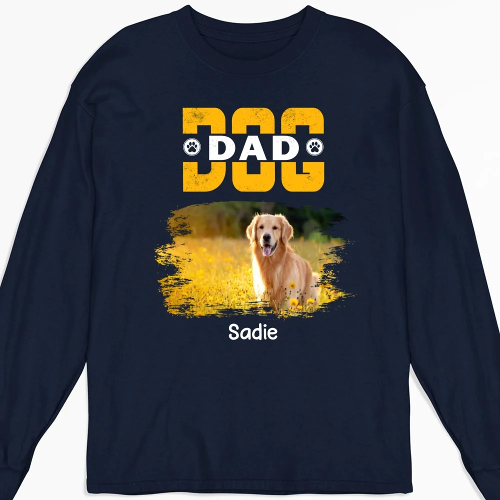I Love My Dog Dad Photo - Personalized Custom Long Sleeve T-Shirt - Image 3