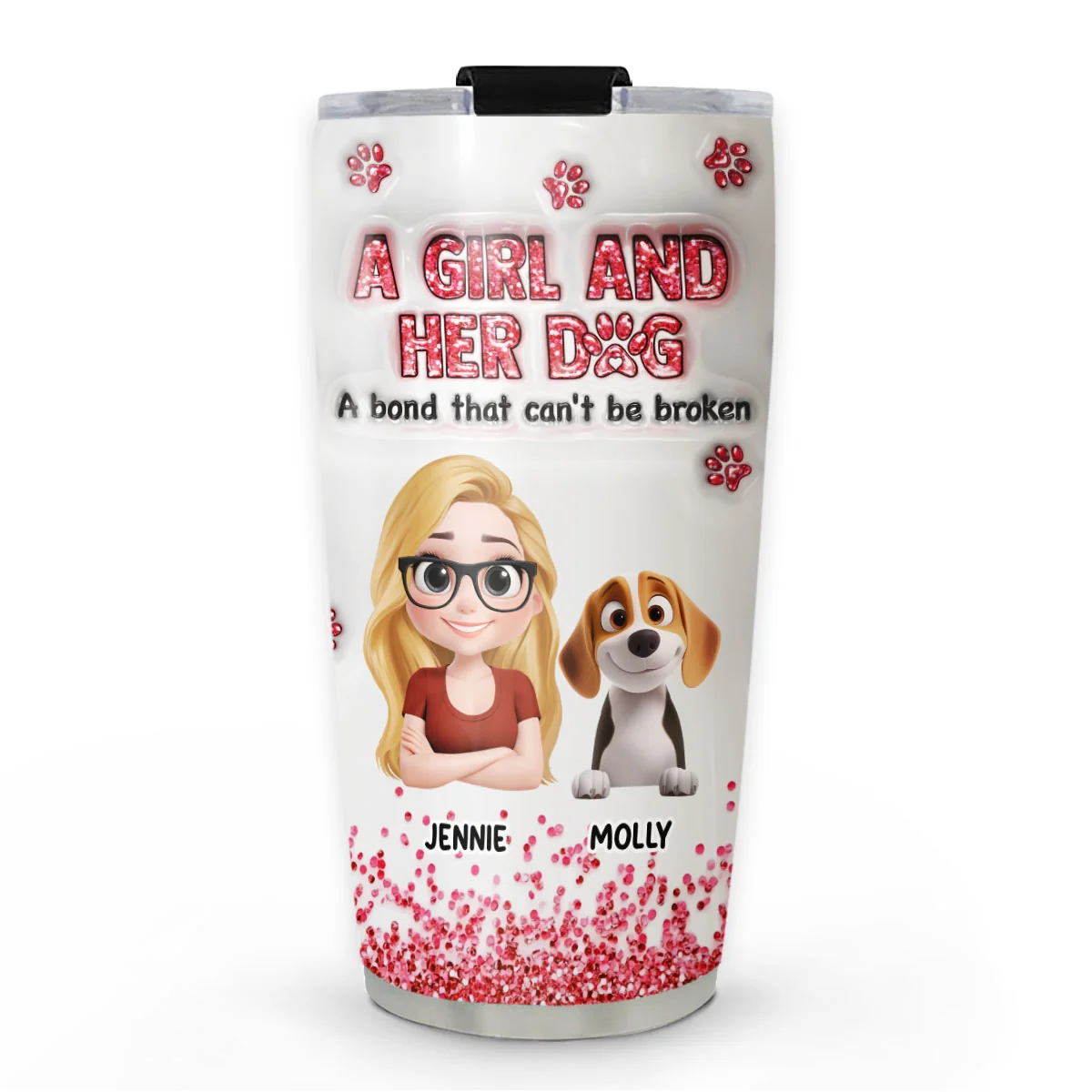 I Love My Dog Forever - Personalized Custom 3D Inflated Effect Tumbler