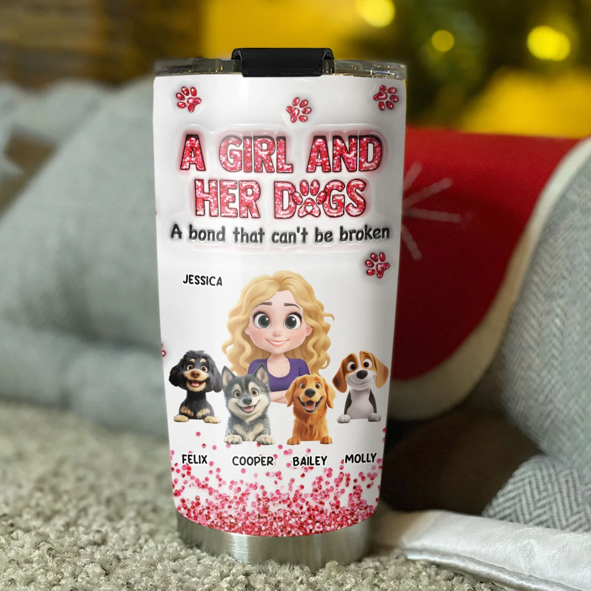 I Love My Dog Forever - Personalized Custom 3D Inflated Effect Tumbler - Image 4