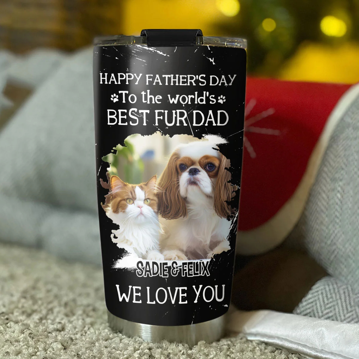 I Love You The Best Fur Dad Photo - Personalized Custom Tumbler