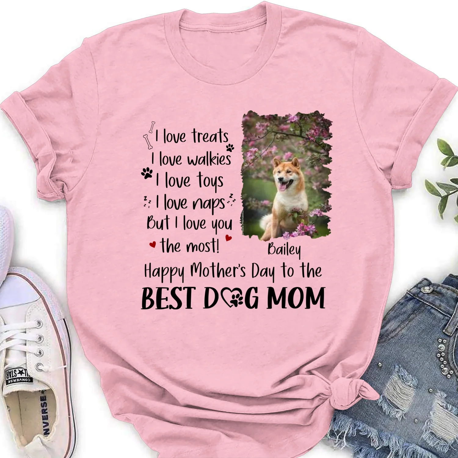 I Love You The Most Dog Mom Photo - Personalized Custom Women's T-Shirt - Image 5