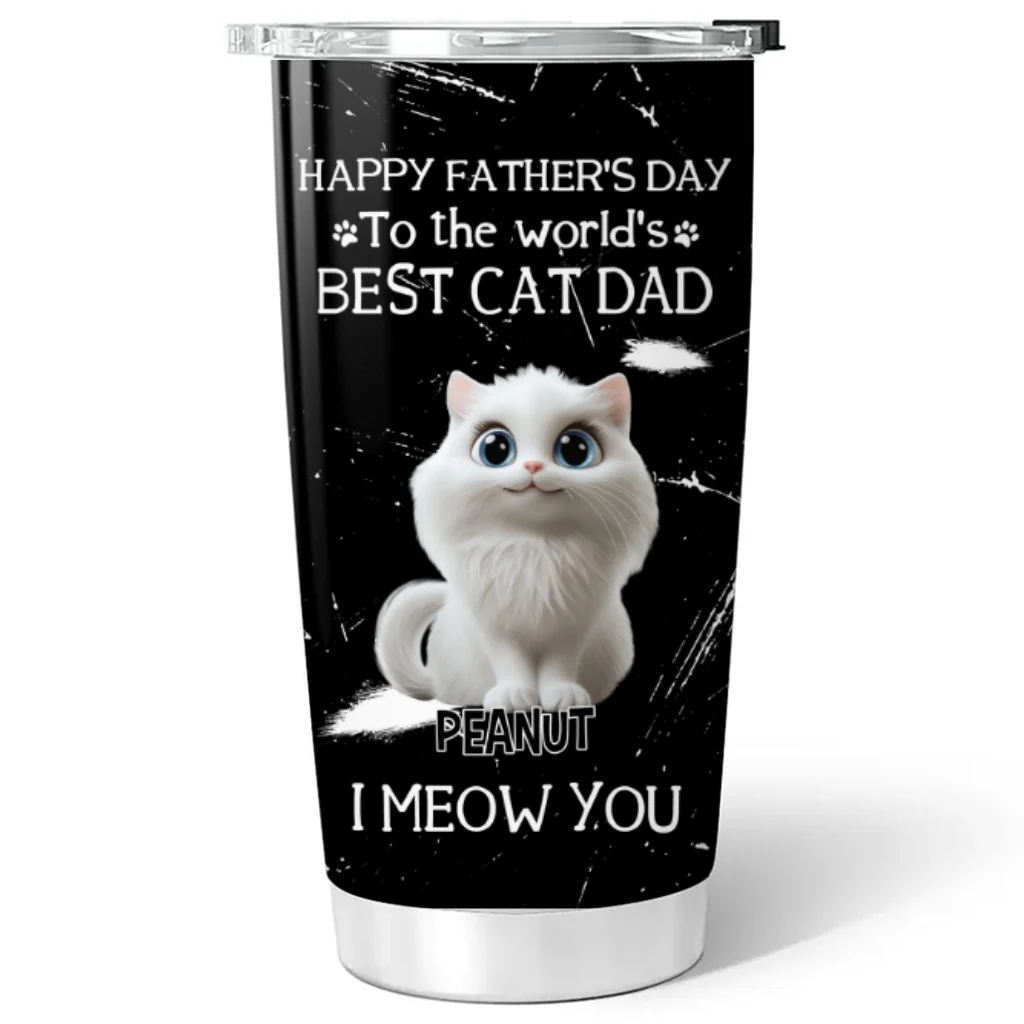 I Meow You The Best Cat Dad - Personalized Custom Tumbler - Image 6