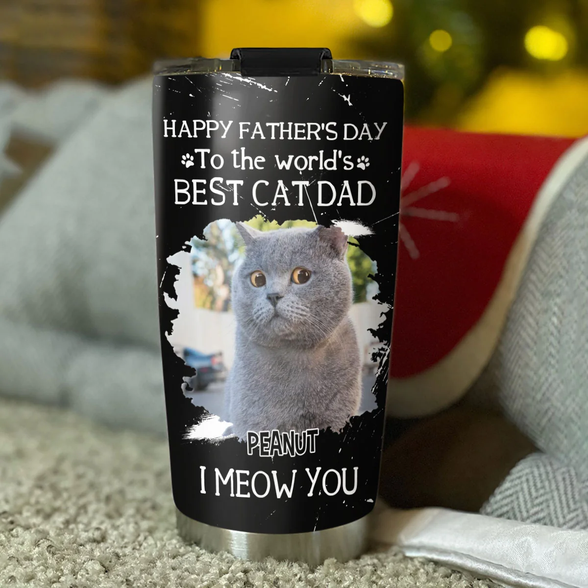 I Meow You The Best Cat Dad Photo - Personalized Custom Tumbler
