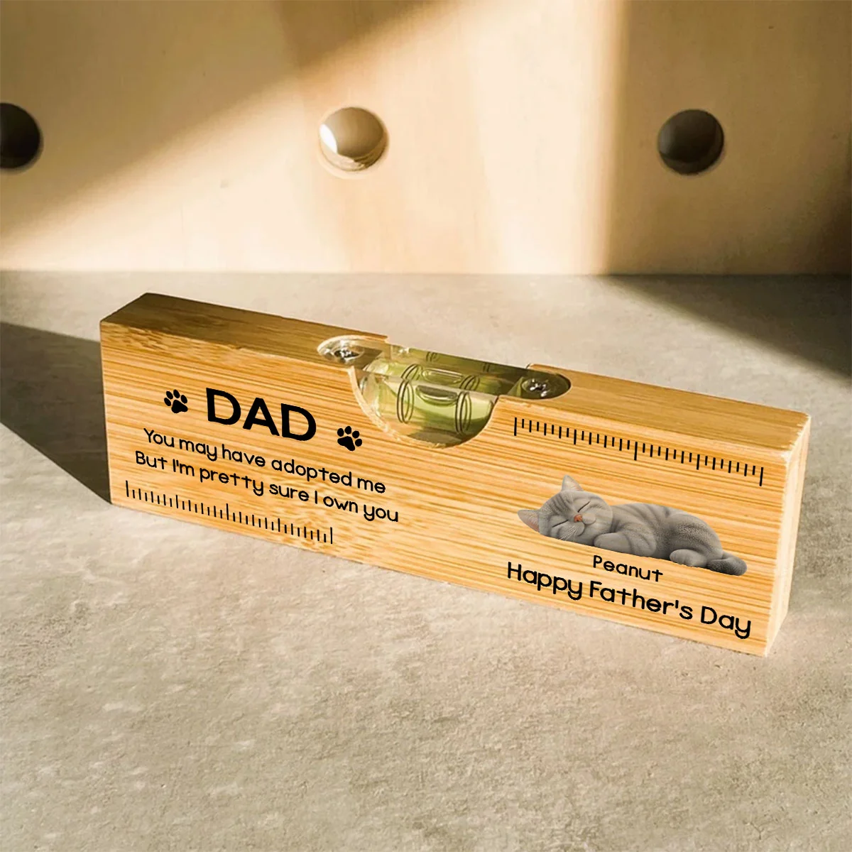I Own You For Sure Cat Ver - Personalized Custom Wooden Spirit Level Bottle Opener - Image 4