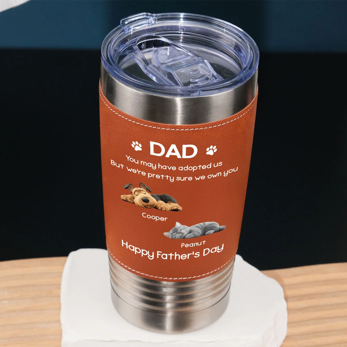 I Own You For Sure Fur Ver - Personalized Custom Leather Tumbler - Image 2