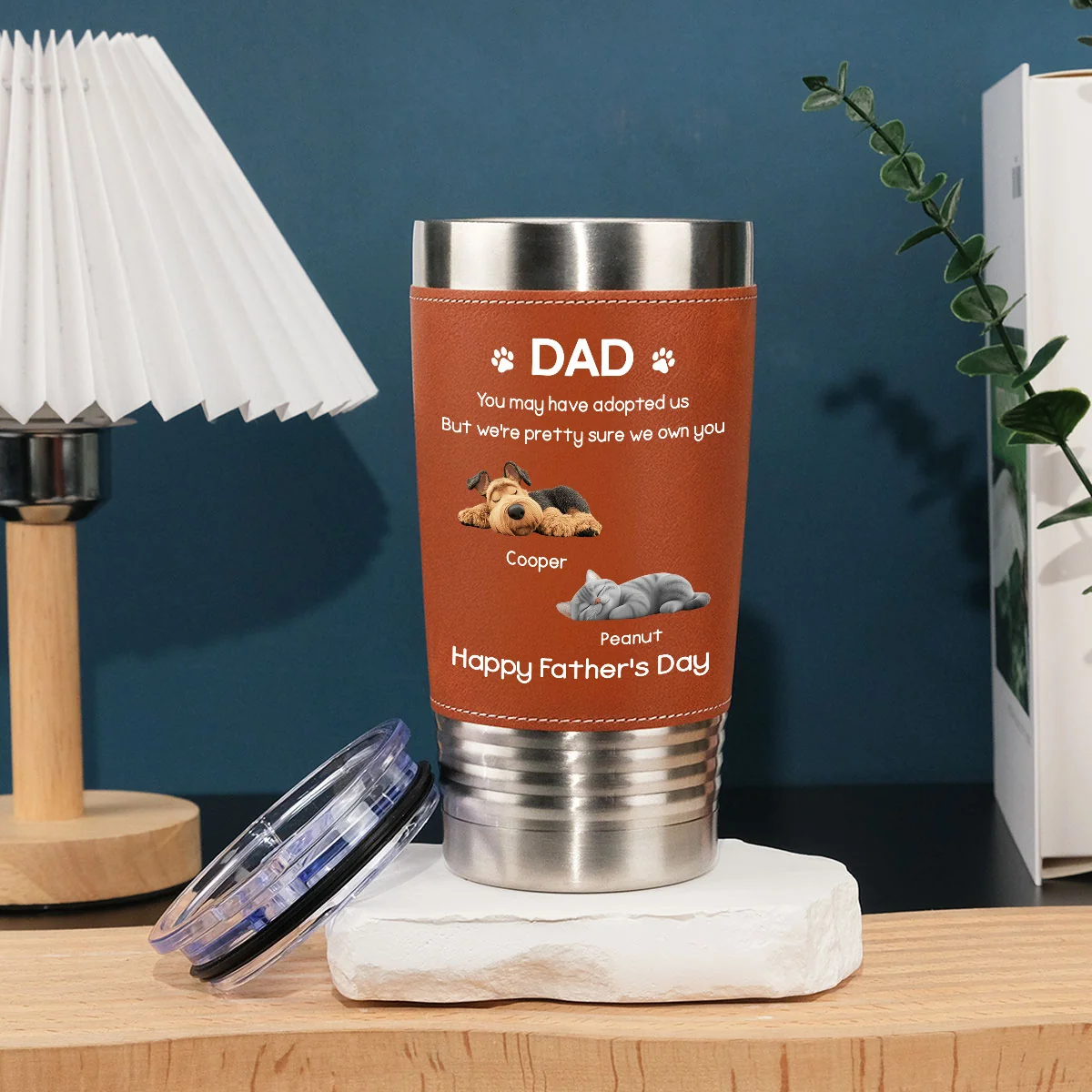 I Own You For Sure Fur Ver - Personalized Custom Leather Tumbler - Image 3