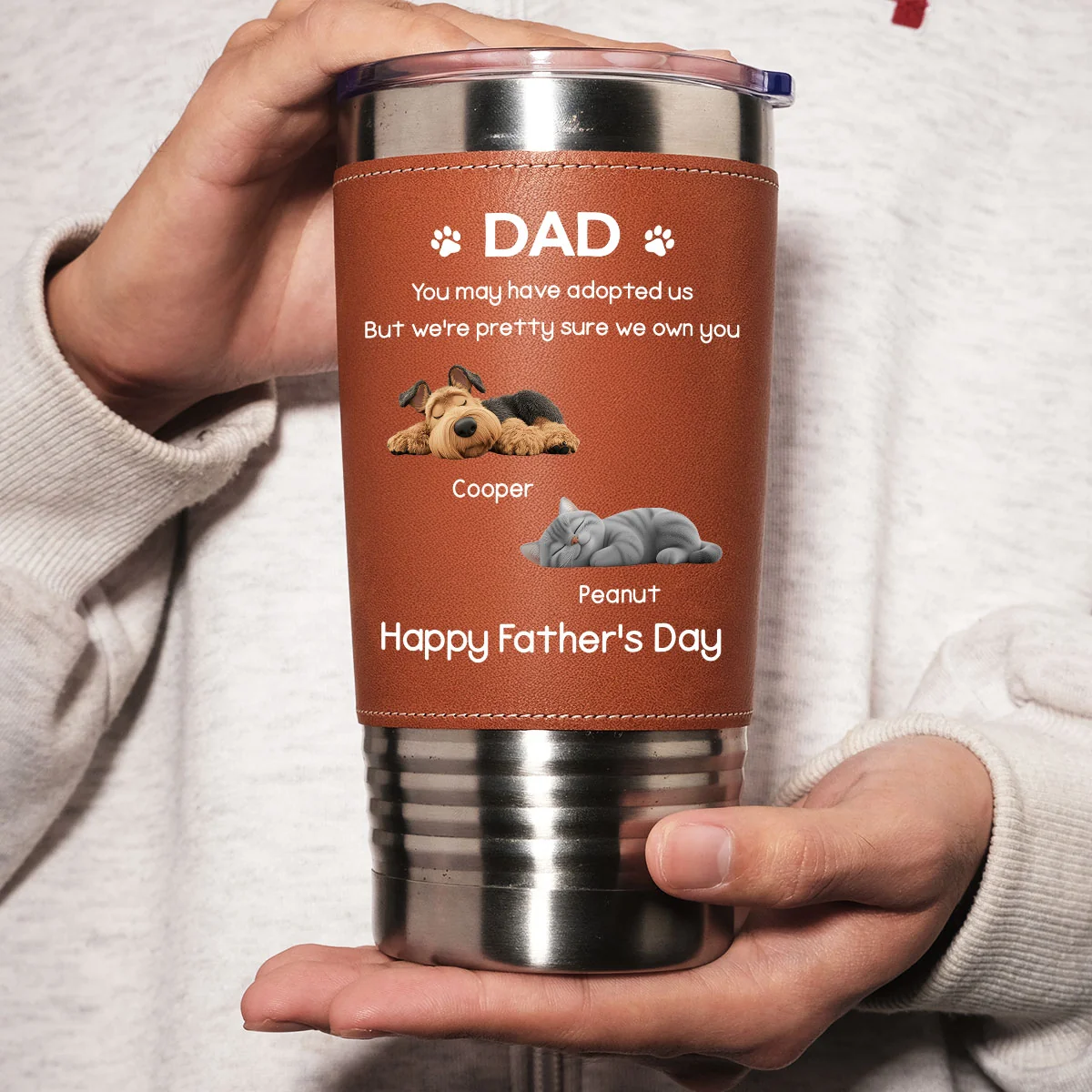 I Own You For Sure Fur Ver - Personalized Custom Leather Tumbler - Image 4