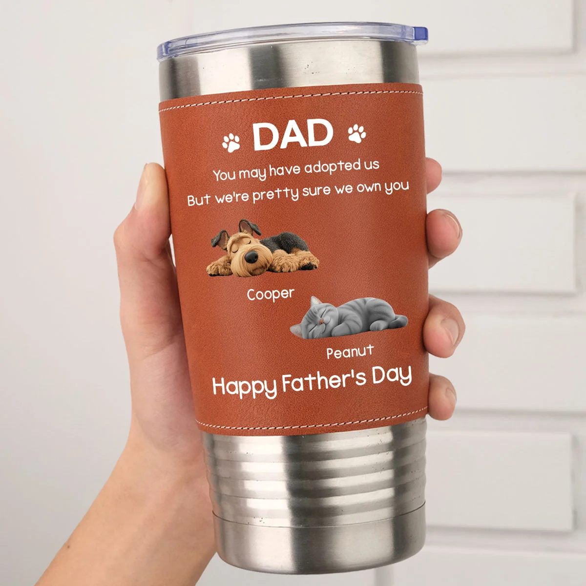 I Own You For Sure Fur Ver - Personalized Custom Leather Tumbler - Image 5