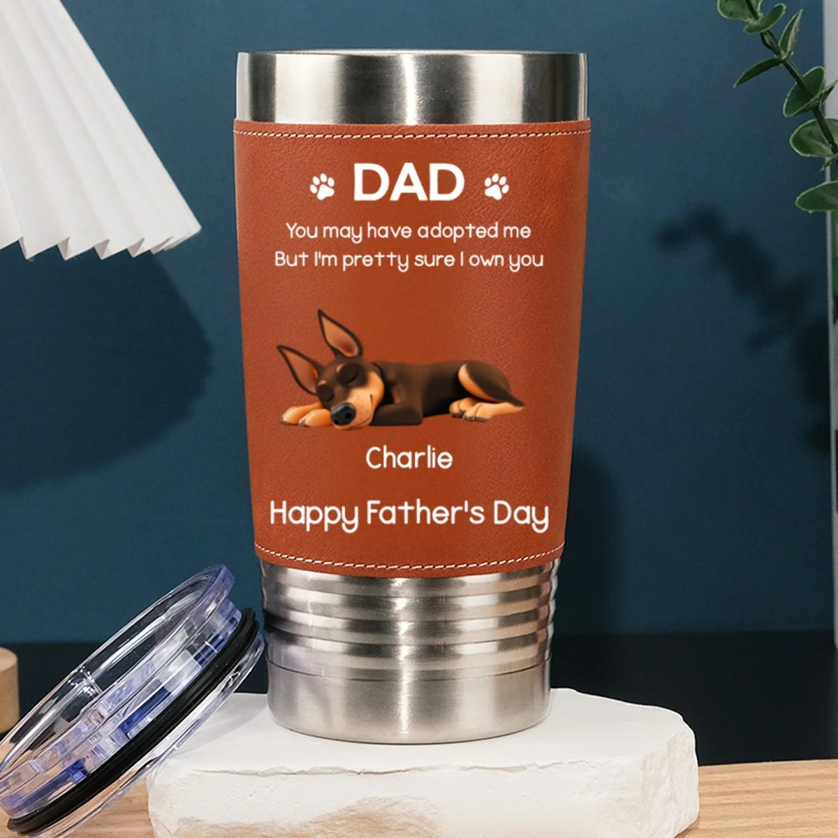 I Own You For Sure Fur Ver - Personalized Custom Leather Tumbler - Image 6