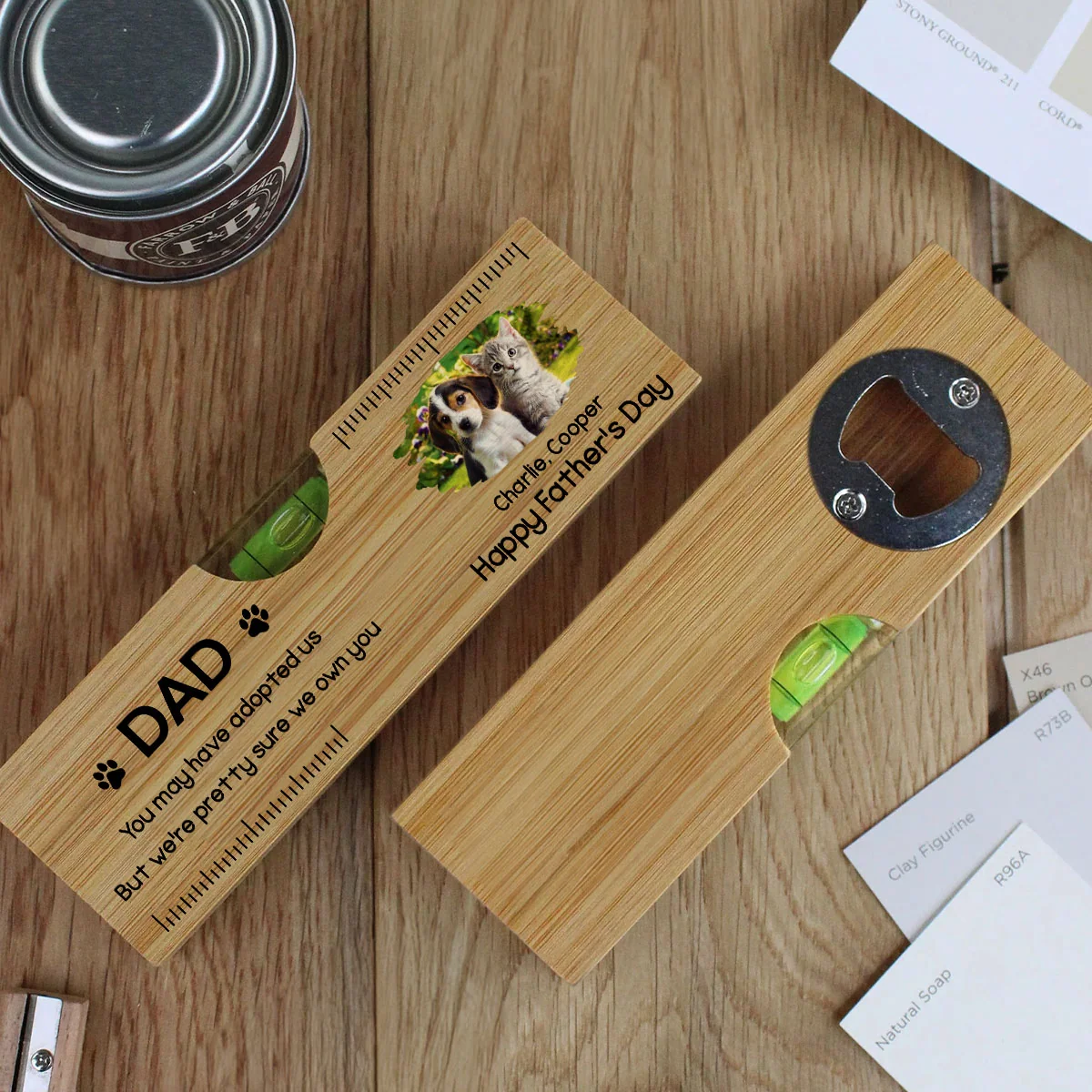 I Own You For Sure Photo - Personalized Custom Wooden Spirit Level Bottle Opener - Image 4