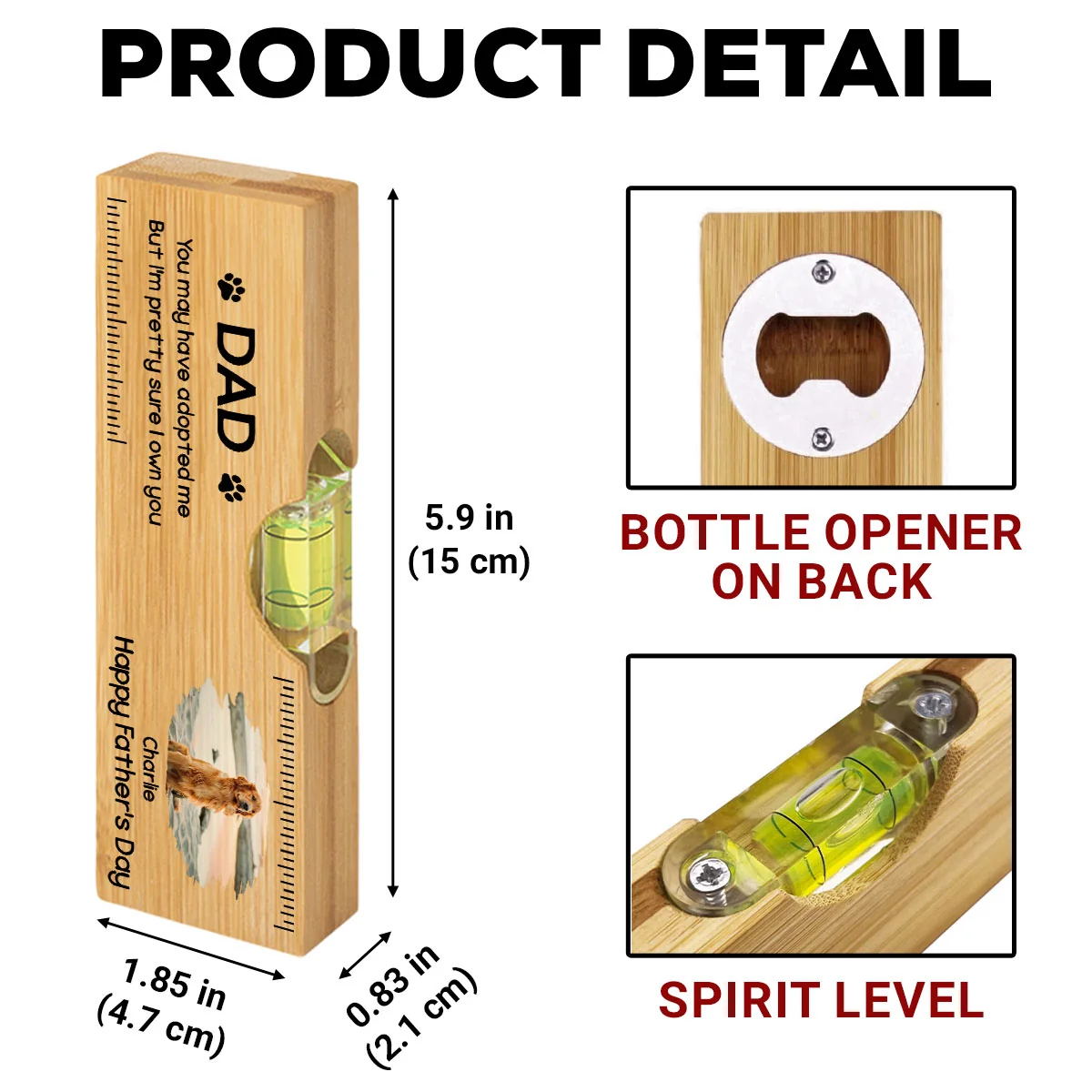 I Own You For Sure Photo - Personalized Custom Wooden Spirit Level Bottle Opener - Image 6