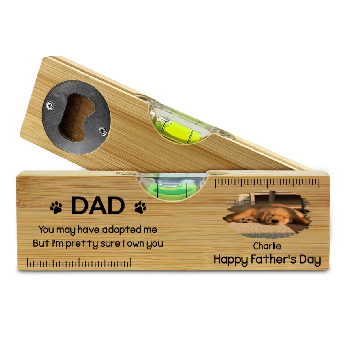 I Own You For Sure Photo - Personalized Custom Wooden Spirit Level Bottle Opener - Image 8