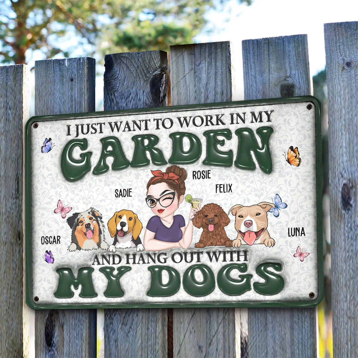 I Want To Work In My Garden Gardening With Dog - Personalized Custom 3D Inflated Effect Metal Sign - Image 5