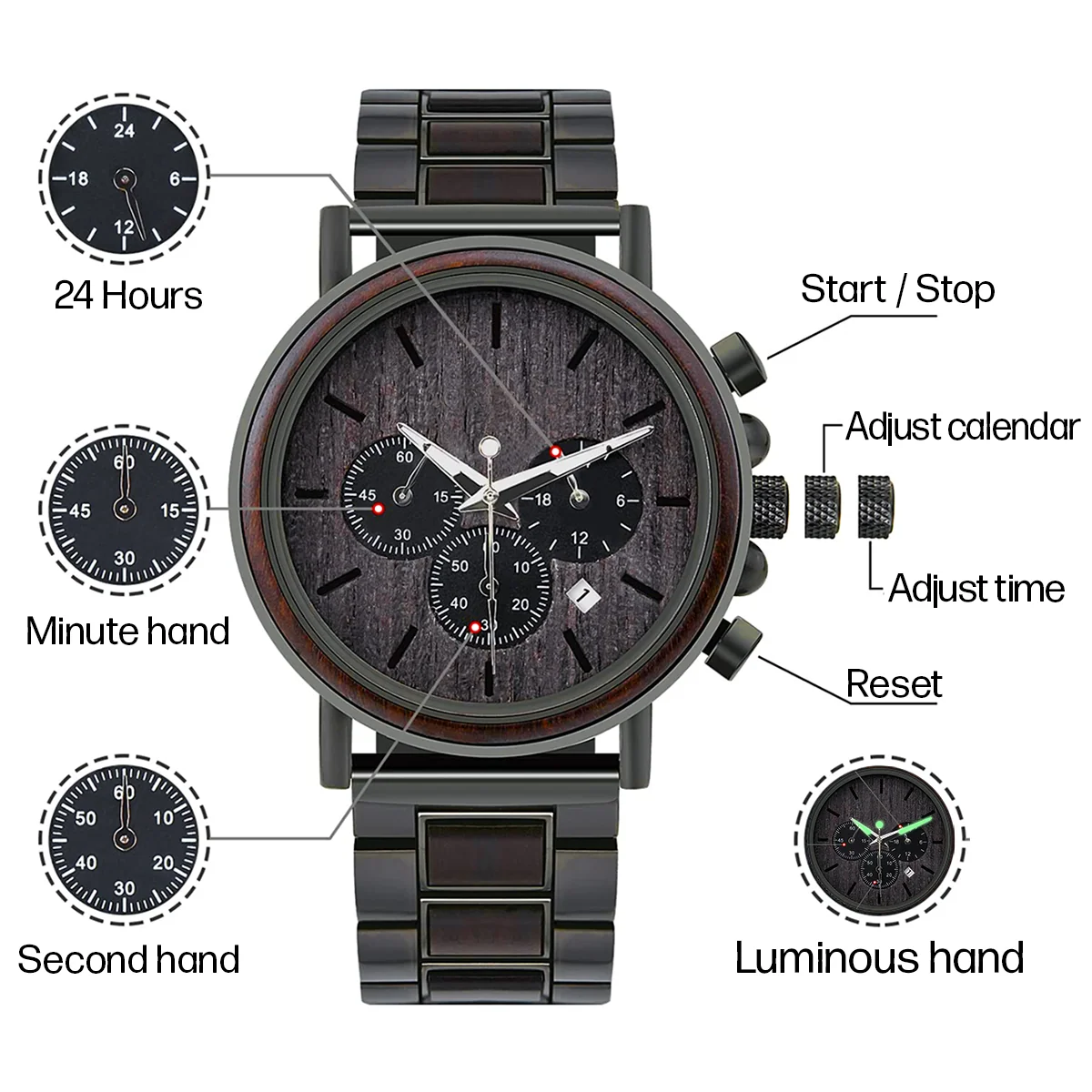 To My Son - I Will Always Be There - Personalized Engraved Chronograph Wooden Watch GQ026 - Image 6