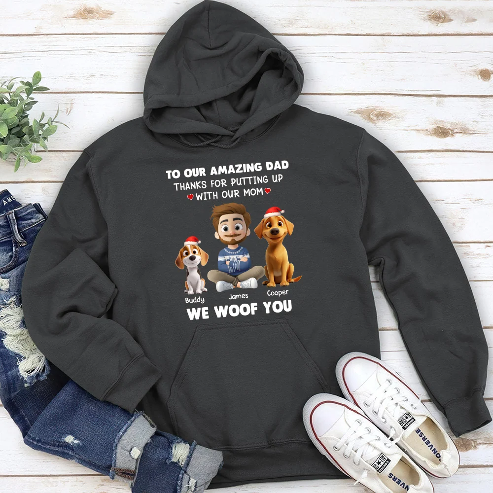I Woof You Dog Dad - Personalized Custom Hoodie - Image 2