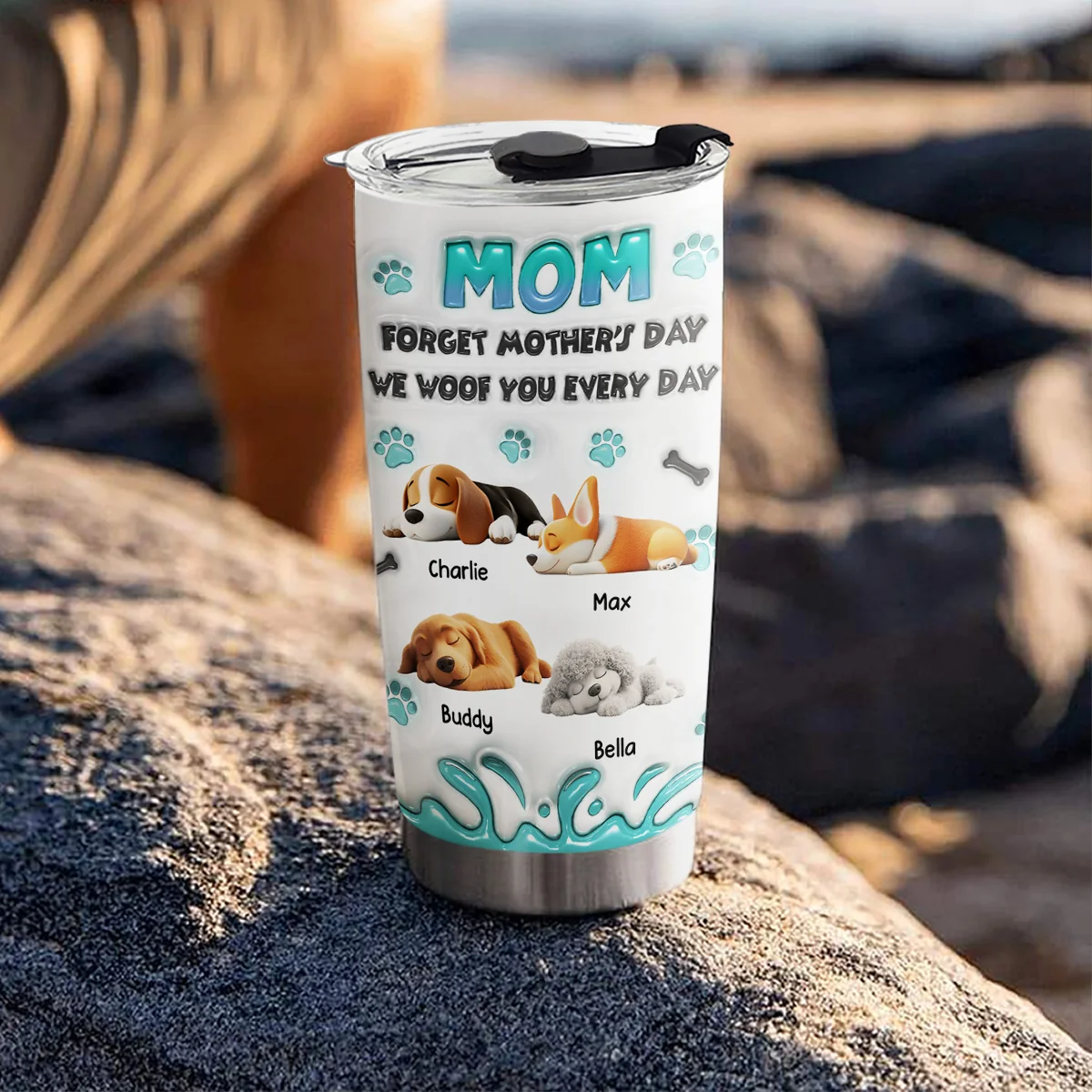 I Woof You Every Day - Personalized Custom 3D Inflated Effect Tumbler - Image 5