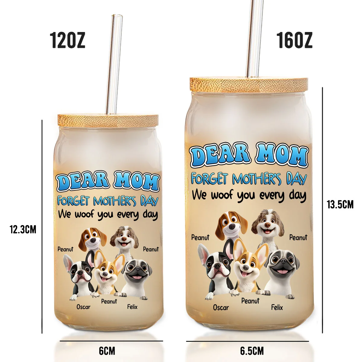 I Woof You Every Day - Personalized Custom Glass Can - Image 6