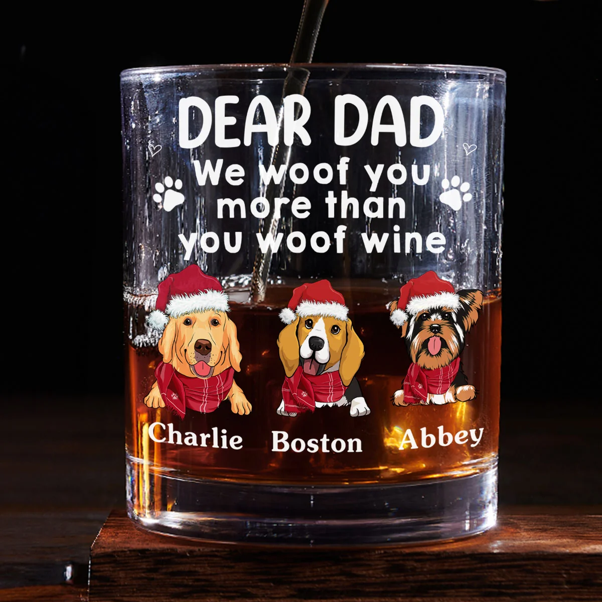 I Woof You - Personalized Custom Whiskey Glass - Image 3