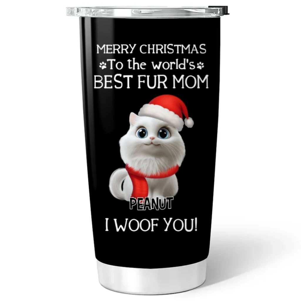 I Woof You The Best Cat Dad Christmas - Personalized Custom Tumbler - Image 6