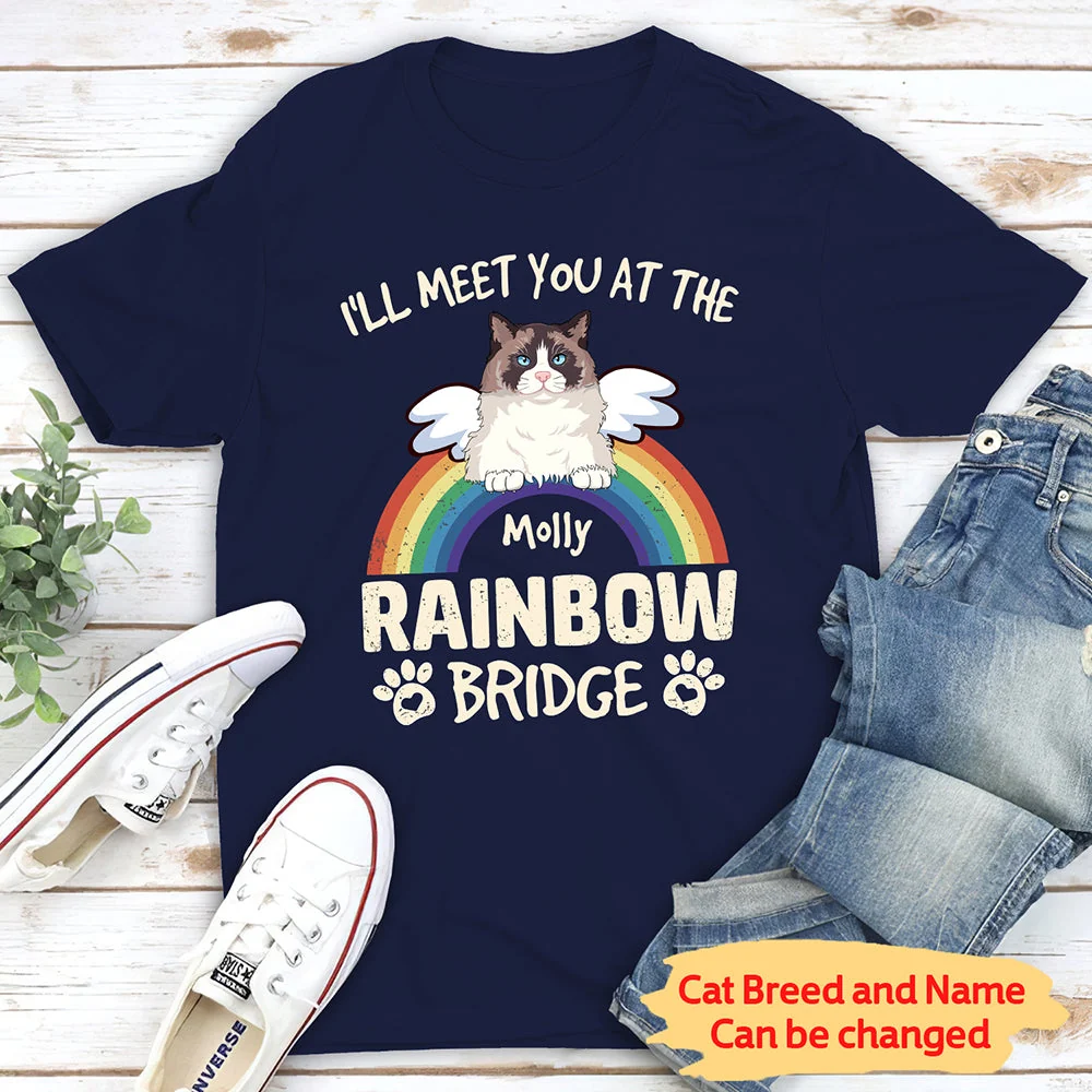 I'll Meet You At The Rainbow Bridge - Personalized Custom Unisex T-shirt - Memorial Gifts - Image 3
